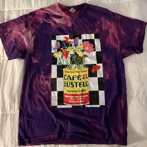 Gildan Tie-dye purple artsy Cafe Bustelo t-shirt